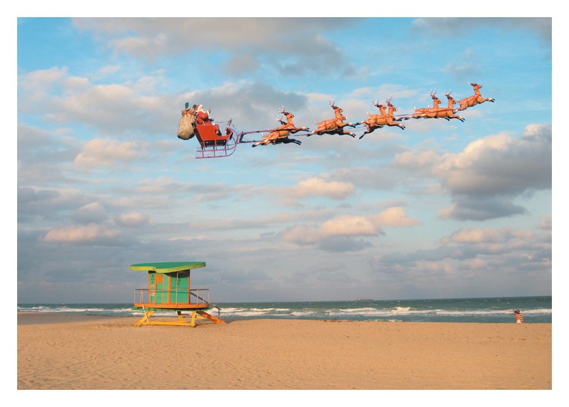 Santa & Sleigh/Beach - Palm Press (830 x 593 Pixel)